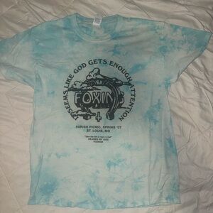 Foxing Blue Tie-Dye Graphic Band T-Shirt